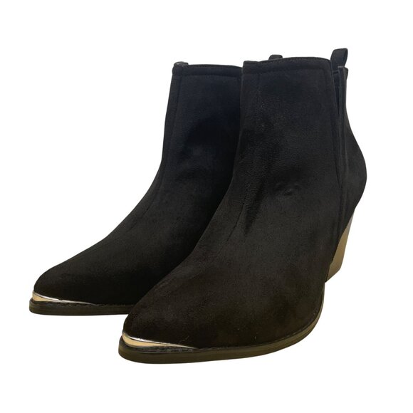 Journee Collection Women’s Black Faux Suede Wide Width Ankle Booties Size 12 - Picture 3 of 9